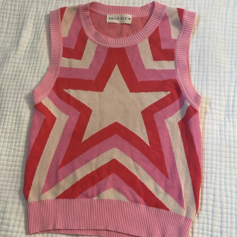 Star print sleeves sweater
